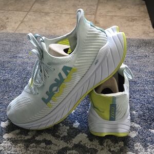 Hoka Carbon X3 Men's Running Shoes White and Lime Athletic Shoes Size 12.5D